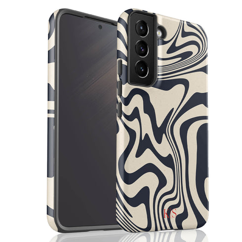 Custom Initials Swirl Wavy Marble Galaxy Case