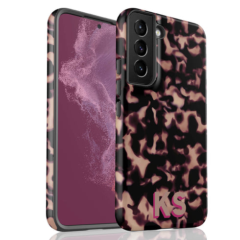 3D Custom Initials Dark Tort Galaxy Case - Centered
