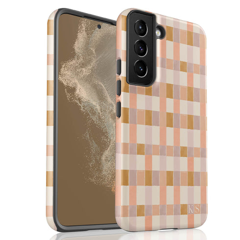 Custom Initials Tartan Plaid Checkerboard Galaxy Case