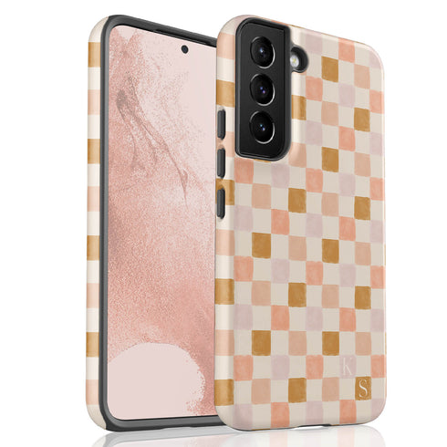 Custom Initials Watercolor Checkerboard Galaxy Case