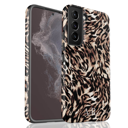 Custom Monogram Initials Fierce Leopard Galaxy Case