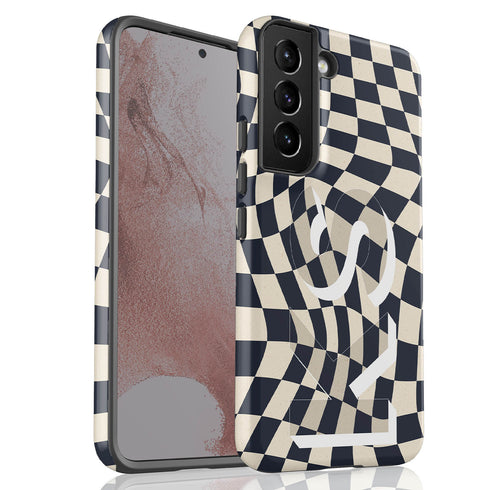 Groovy Checkerboard 3D Initials Galaxy Case
