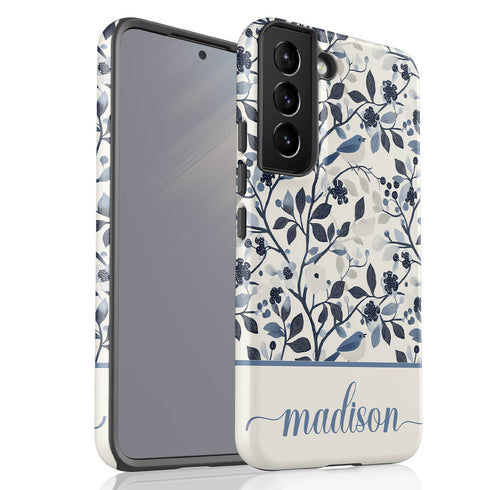 Custom Name Blue Bird & Flower Galaxy Case