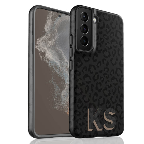 Custom 3D Initials Dark Leopard Galaxy Case - Centered