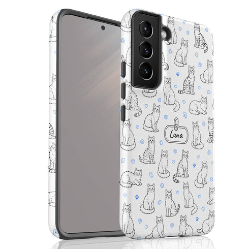 Personalized Cat Doodle Tag Galaxy Case