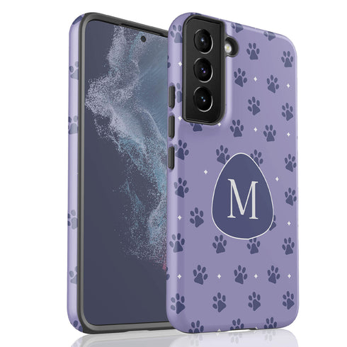 Custom Initials Cat Paws Galaxy Case