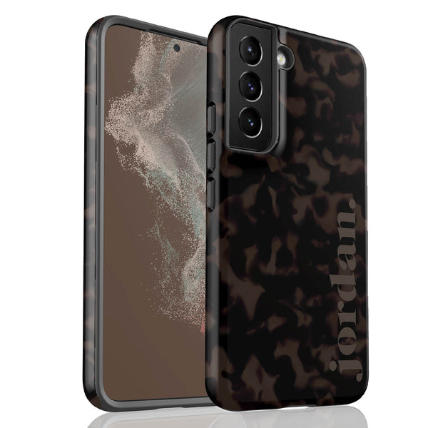 Custom Name Dark Tortoiseshell Serif Galaxy Case