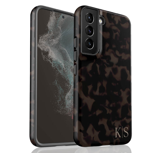Custom Initials Dark Tortoiseshell Galaxy Case - Edge