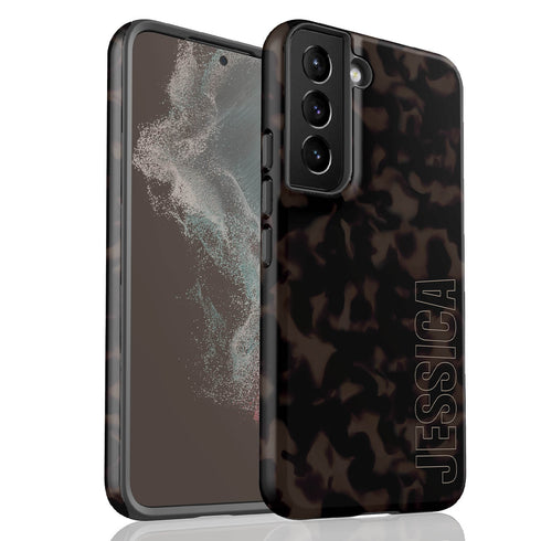 Custom Name Dark Tortoiseshell Galaxy Case - Vertical