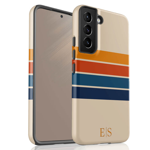 Custom Initials Retro Stripes Galaxy Case