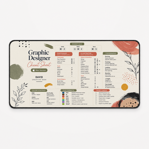 Personalized Designer Cheat Sheet - Studio Bloom Desk Mat