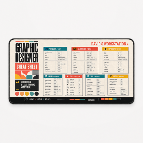 Personalized Designer Cheat Sheet - Modernist Grid Desk Mat