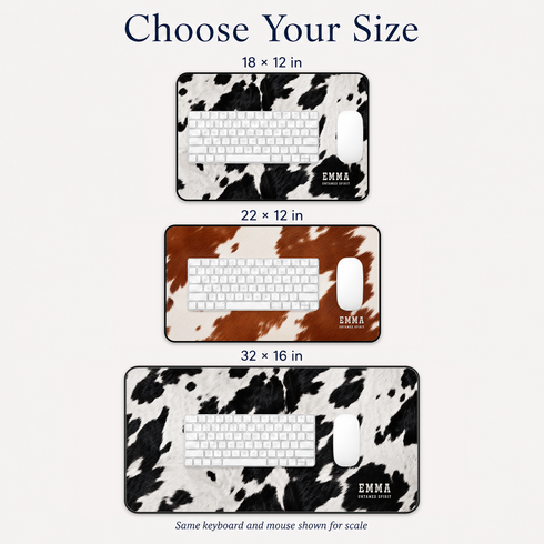 Personalized Untamed Cowhide Desk Mat