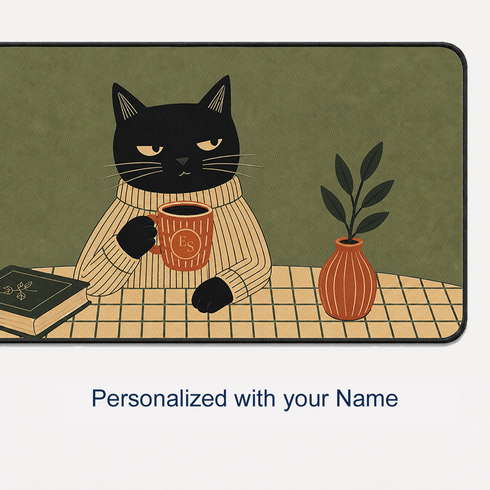 Personalized Judgy Cat Desk Mat