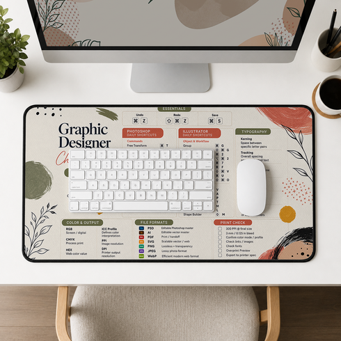 Personalized Designer Cheat Sheet - Studio Bloom Desk Mat