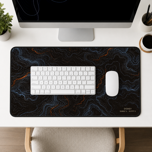 Personalized Midnight Topography Desk Mat