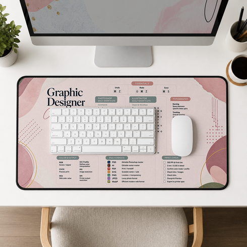 Personalized Designer Cheat Sheet - Blush Editorial Desk Mat