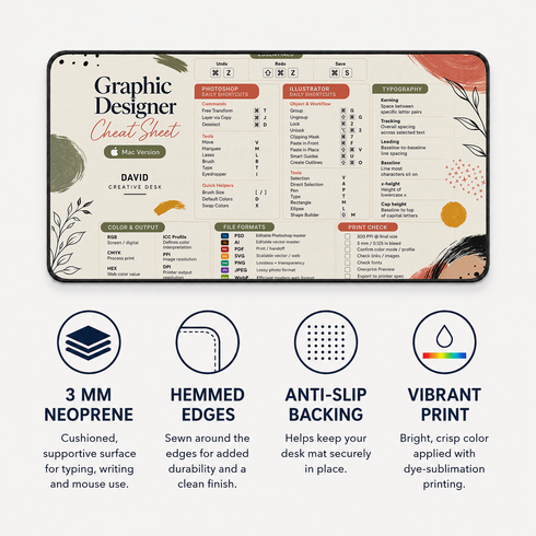 Personalized Designer Cheat Sheet - Studio Bloom Desk Mat