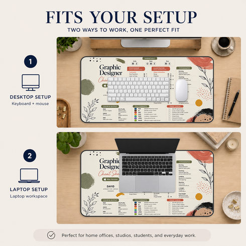 Personalized Designer Cheat Sheet - Studio Bloom Desk Mat