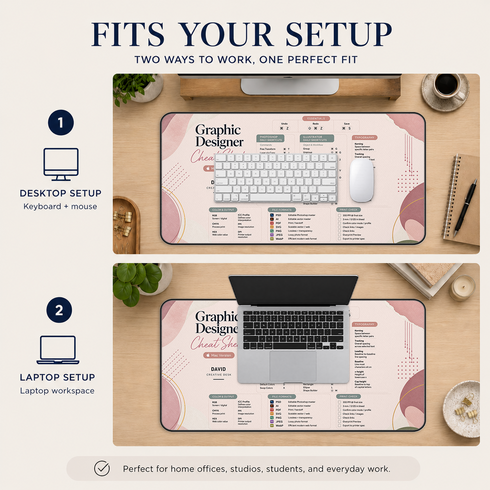 Personalized Designer Cheat Sheet - Blush Editorial Desk Mat