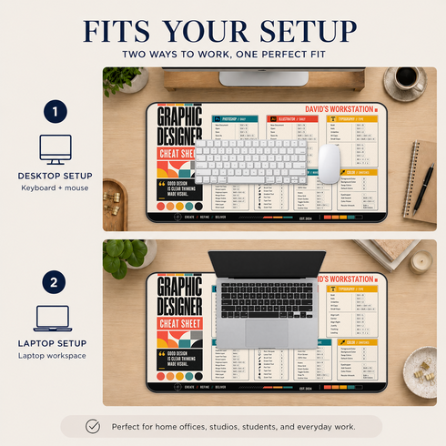 Personalized Designer Cheat Sheet - Modernist Grid Desk Mat