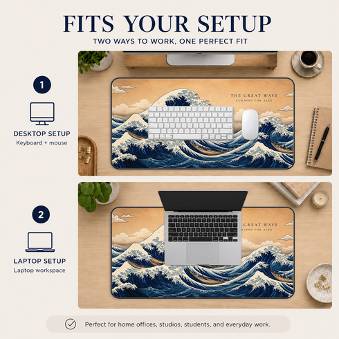 Personalized The Great Wave off Kanagawa Desk Mat