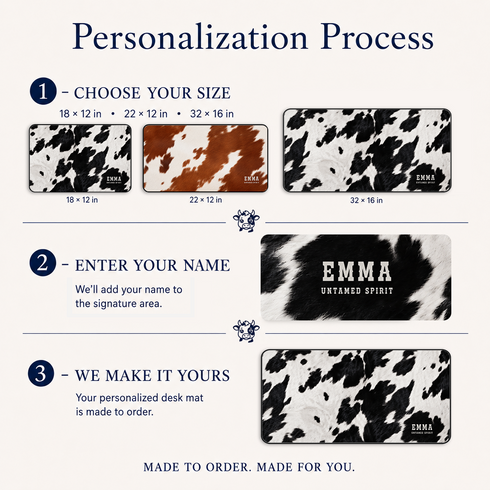 Personalized Untamed Cowhide Desk Mat