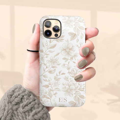 Custom Initials French Toile De Jouy iPhone Case V3