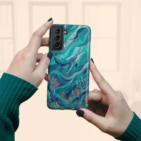 Personalized Polygon Glass Whale Galaxy Case