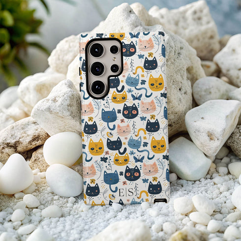Custom Initials Tabby Cat Lovers Galaxy Case