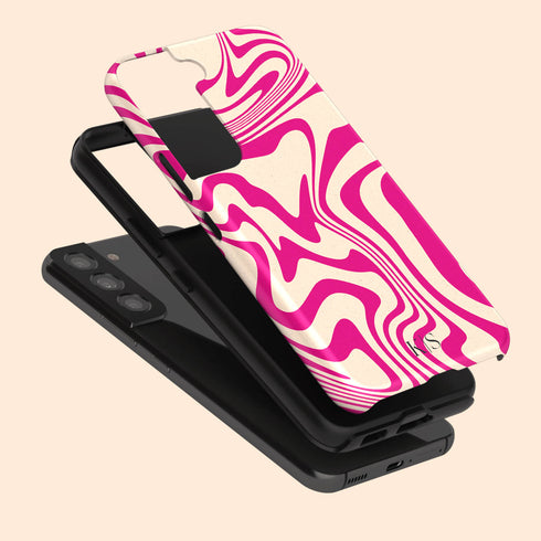 Custom Initials Swirl Wavy Marble Galaxy Case