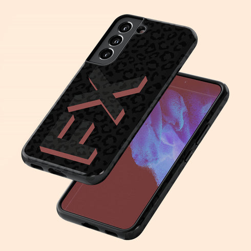 3D Initials Dark Leopard Galaxy Case - Vertical