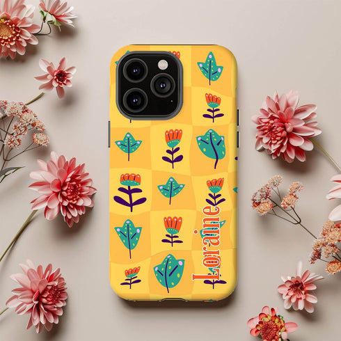 Personalized Retro Warp Floral Groovy iPhone Case