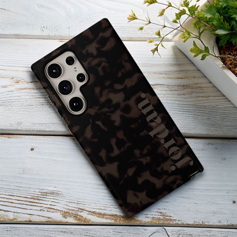 Custom Name Dark Tortoiseshell Serif Galaxy Case