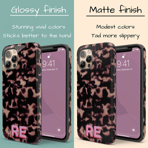 3D Custom Initials Dark Tort iPhone Case - Centered