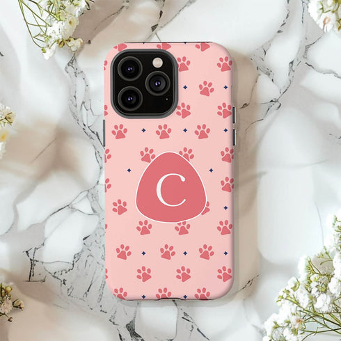 Custom Initials Cat Paws iPhone Case