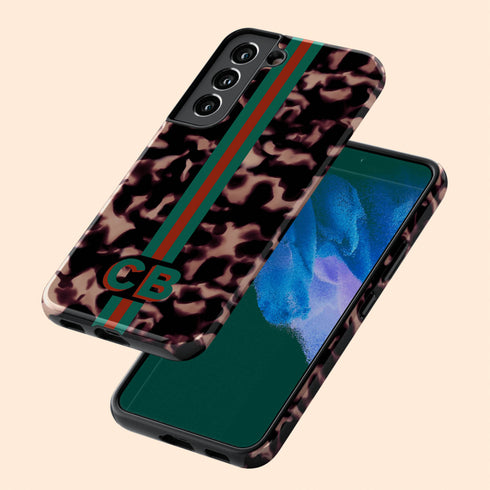 3D Striped Pattern Initials Dark Tort Galaxy Case
