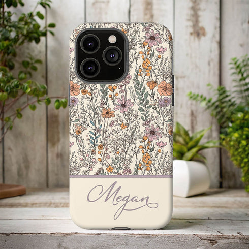 Custom Name Wildflower Meadows Cottagecore iPhone Case