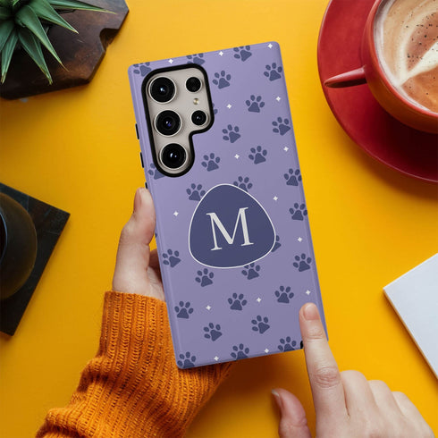 Custom Initials Cat Paws Galaxy Case