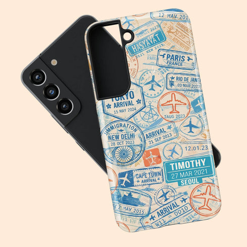Personalized Travel Stamp Galaxy Case - Name, Date & Favorite City