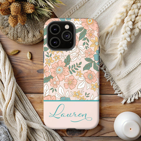 Custom Name Spring Floral Cottagecore iPhone Case