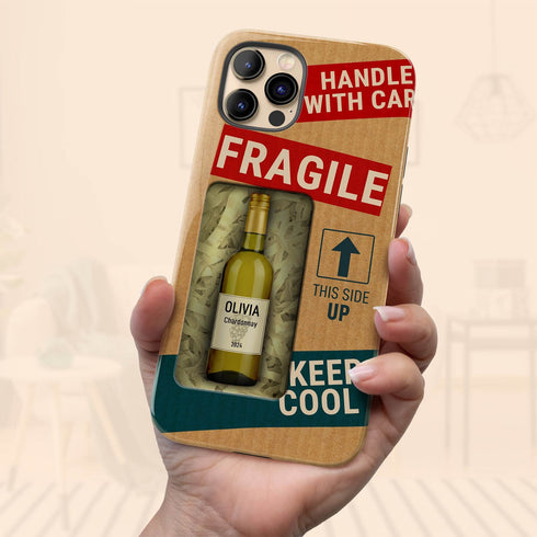 Personalized Fragile Wine Bottle iPhone Case