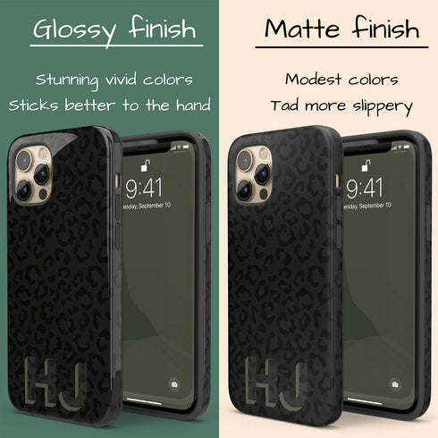 Custom 3D Initials Dark Leopard iPhone Case - Centered
