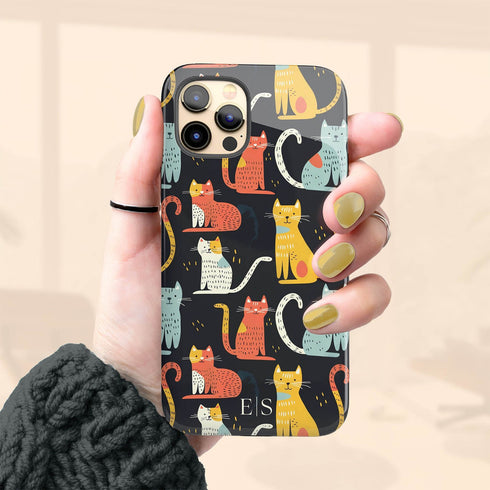 Custom Initials Tabby Cat Lovers iPhone Case