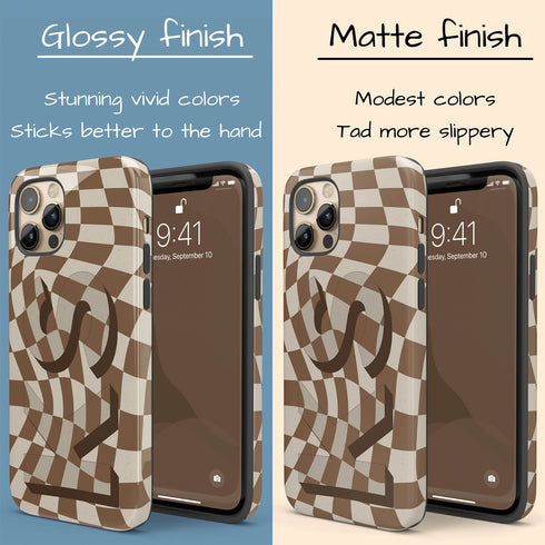 Groovy Checkerboard 3D Initials iPhone Case