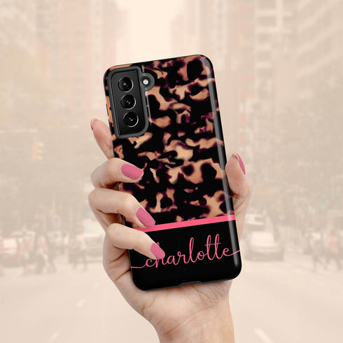 Custom Name Dark Tortoiseshell Galaxy Case