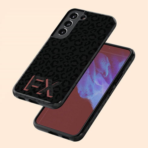 Custom 3D Initials Dark Leopard Galaxy Case - Centered