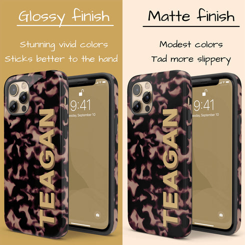 3D Custom Name Dark Tort iPhone Case