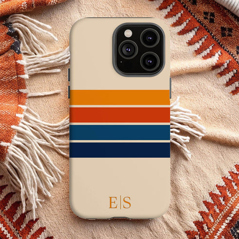 Custom Initials Retro Stripes iPhone Case