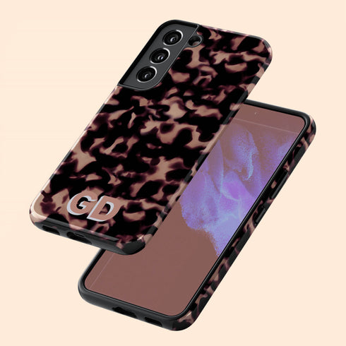 3D Custom Initials Dark Tort Galaxy Case - Centered